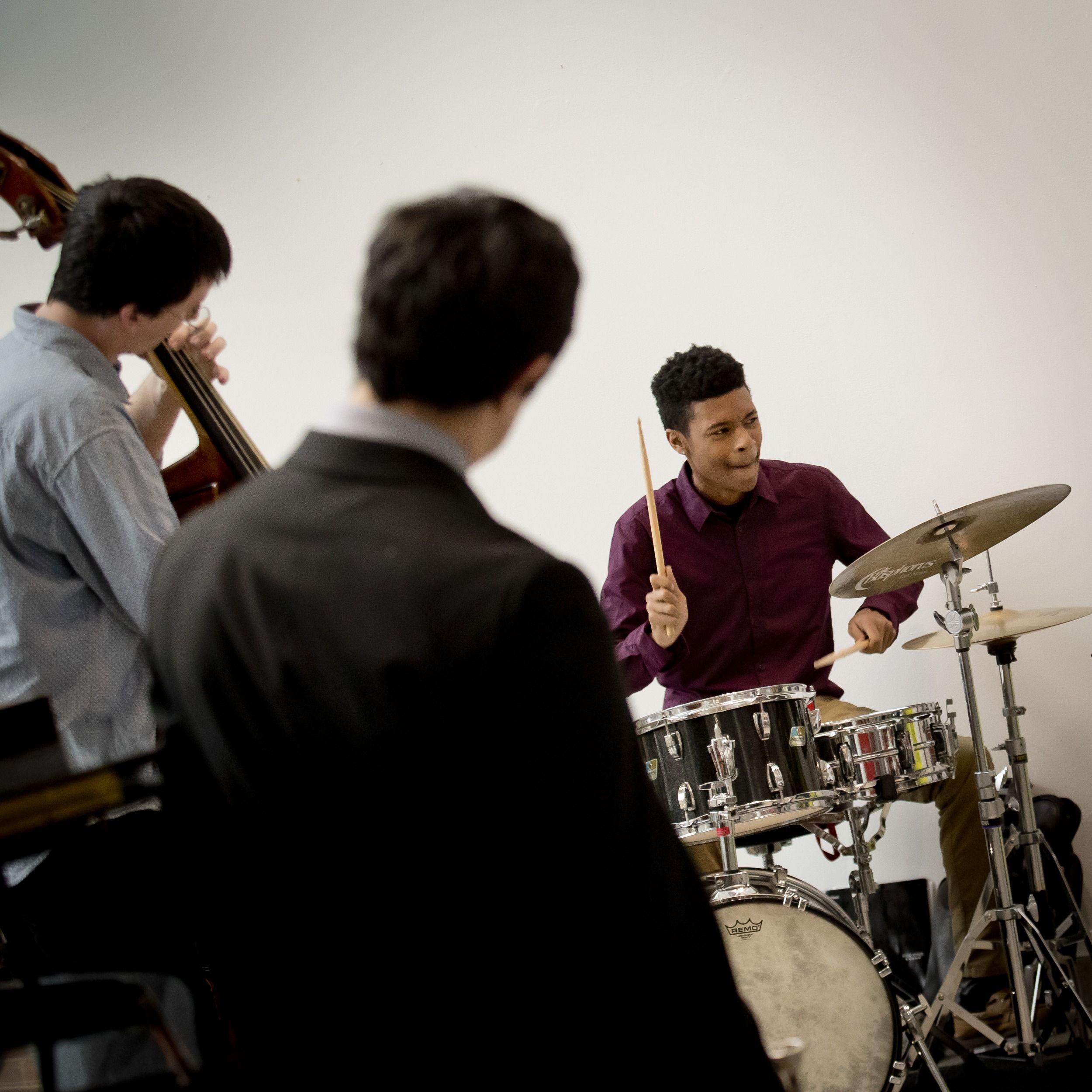 A group of Temple students perform in a Popup Jazz series.