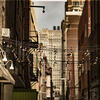 Philadelphia street with string of lights