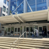  Front of the Tuttleman Learning Center. There are stairs and an oning above the doors.